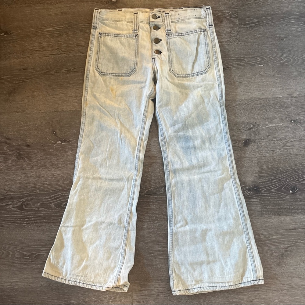 Vintage 70s Lee bell bottom jeans acid wash size womens small